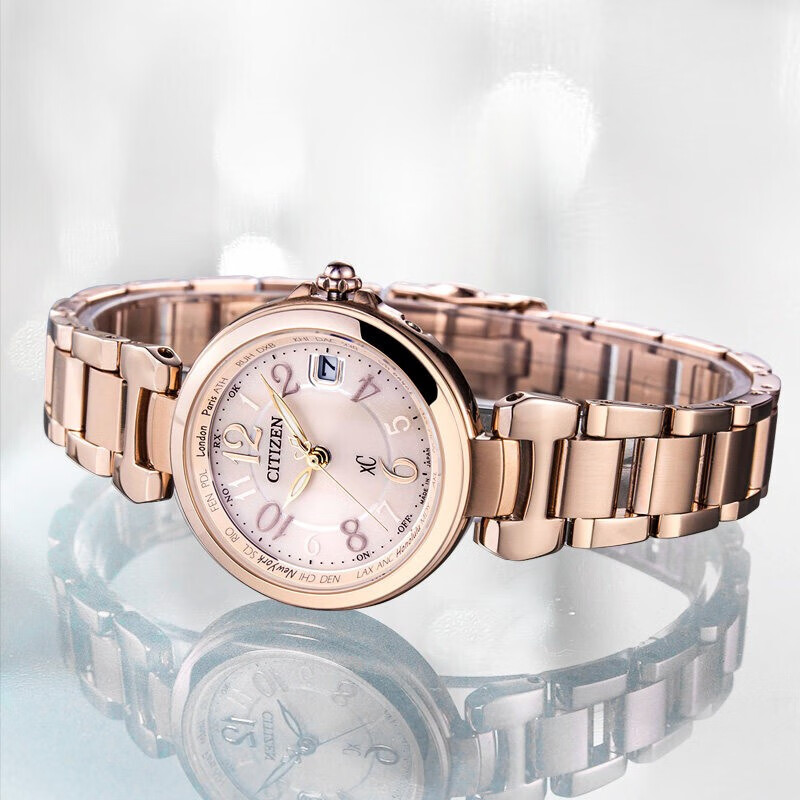 西铁城(citizen)女表 馨悦之旅xc系列光动能蓝宝石多局电波女手表 ec