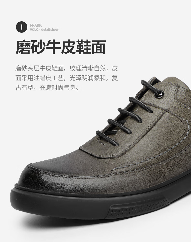 volo犀牛男鞋春季商务休闲皮鞋男士透气真皮皮鞋灰色286217392d39