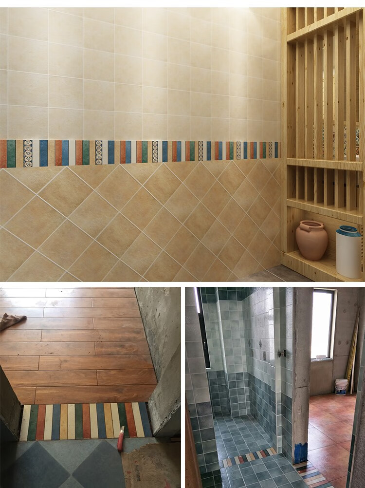 仿古砖门槛石过门石卫生间贴线地中海美式马赛克腰线踢脚线彩条10片起