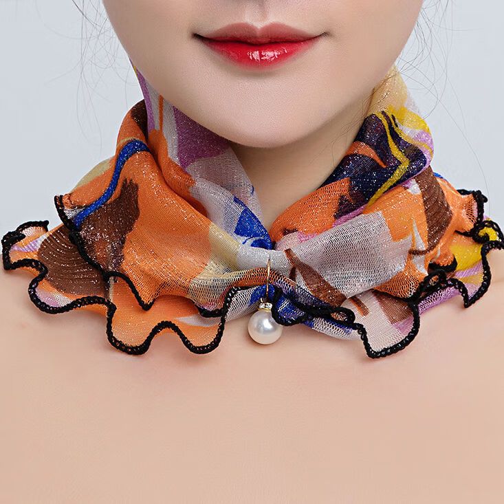 丝巾真丝百变魔术围巾女套头围脖女小丝巾夏季面罩挂耳式围脖潮流吊坠