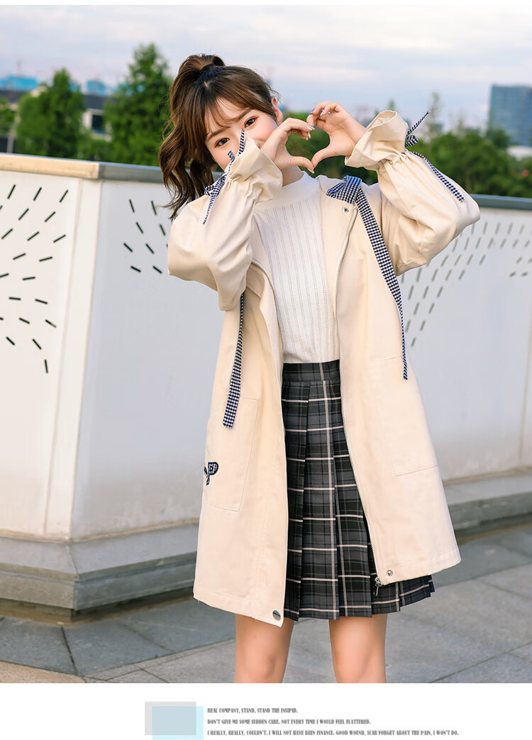 外套女春秋学生党高中生风衣外套女学生春秋季中长款2021新款韩版宽松