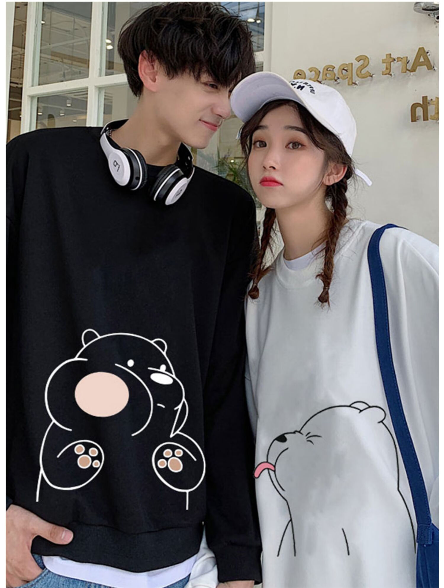 情侣装春秋季2021新款潮流卫衣小众ins超火网红宽松薄款外套 女孩牵狗