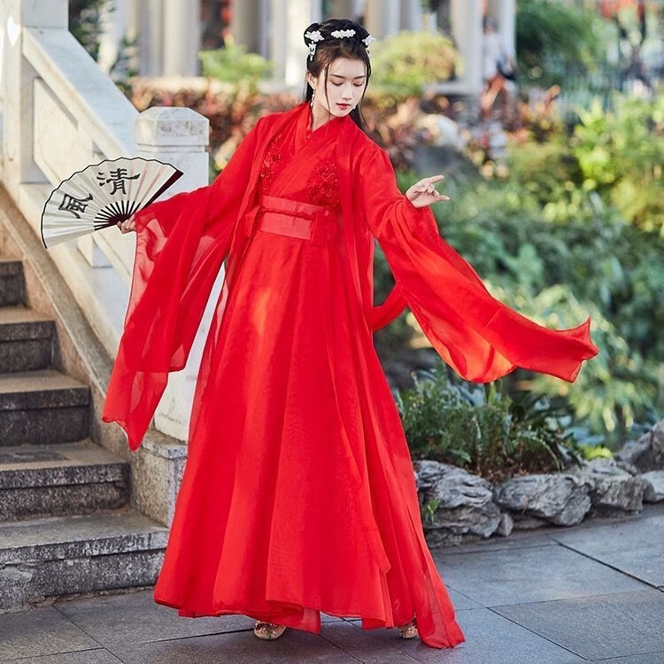 恒佩汉服女学生改良中国风红昭愿日常古装凉凉飘逸红色cosplay仙女裙