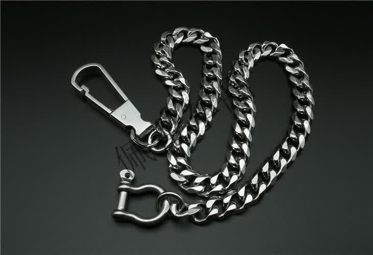 佩翟不锈钢钥匙链长链条男士腰挂车载马蹄扣钥匙扣钥匙链裤链花篮链磨