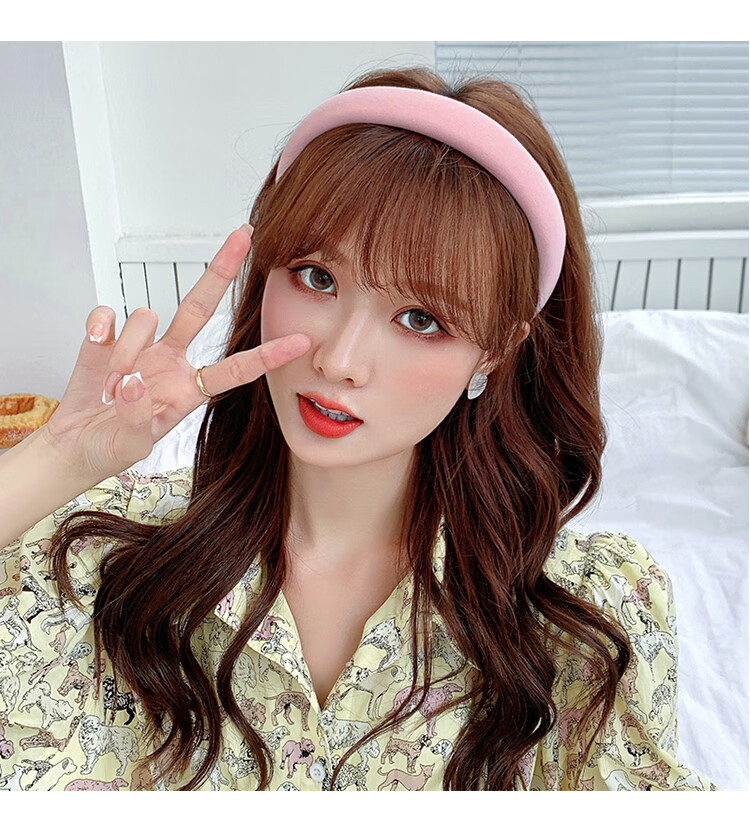 jennie同款海绵发箍外出洗脸头箍复古法式高颅顶发捆发卡发饰 果绿