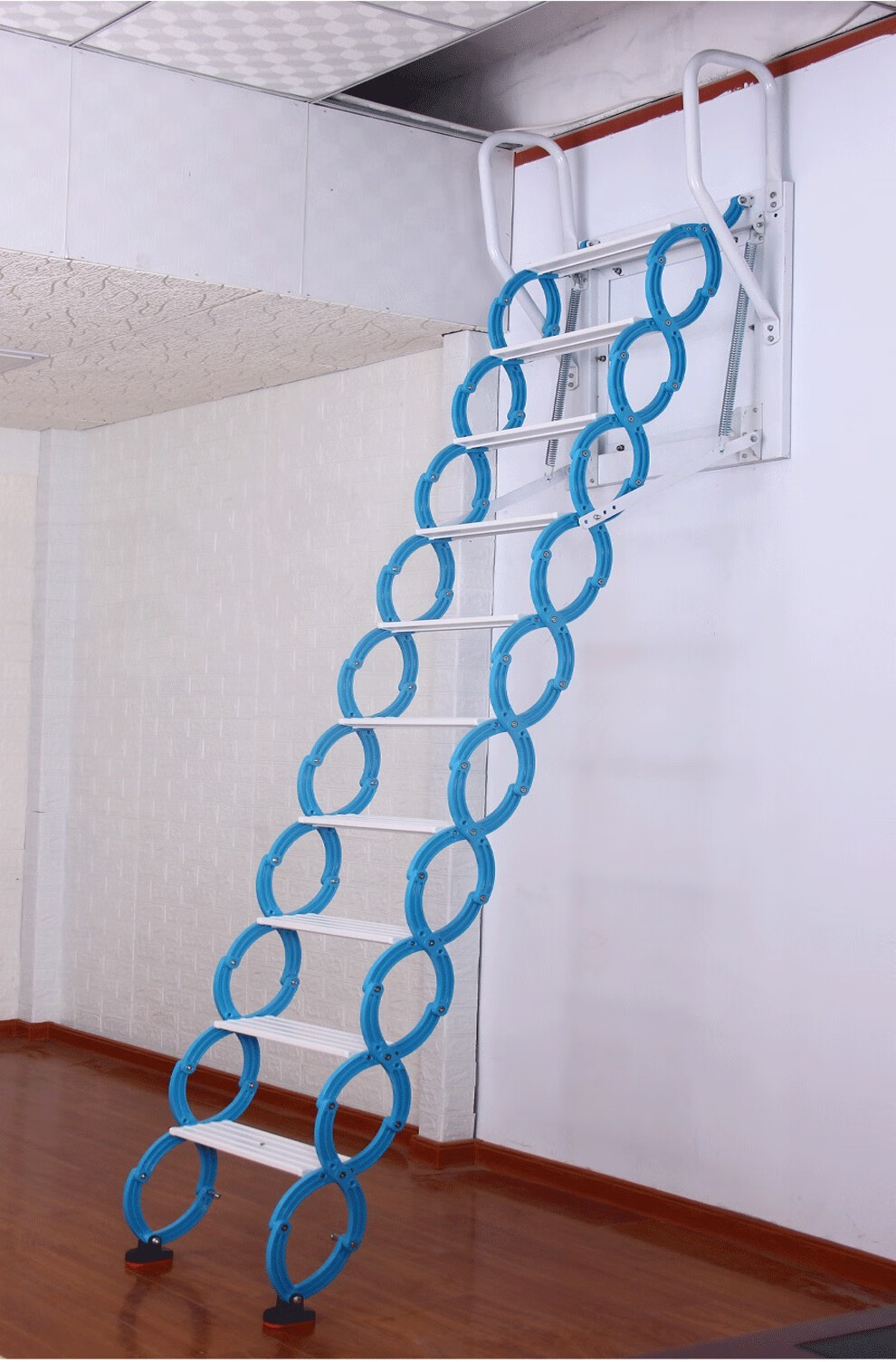 电动折叠楼梯复式别墅升降楼梯壁挂梯自动拉伸手动钛镁合金壁挂2629