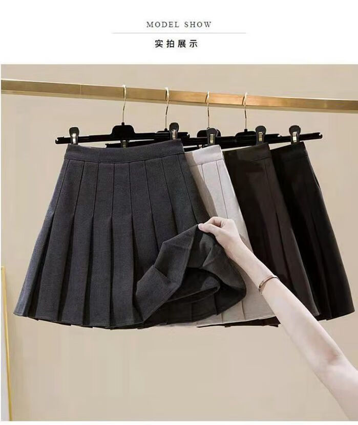 半截jk制服毛呢百褶秋冬子i超仙学生森系仙女学院风jk短半身 咖啡色