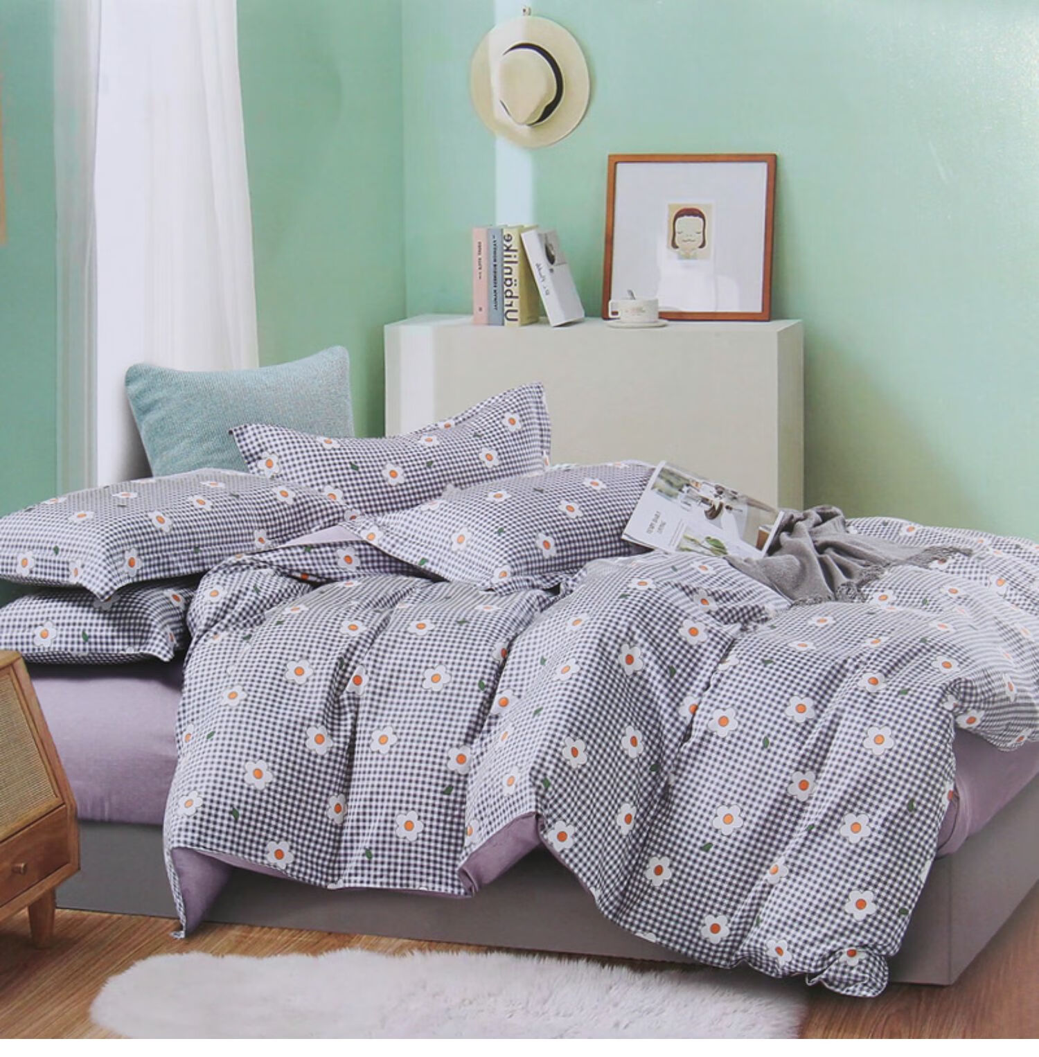 小绵羊家纺馨雅斜纹四件套纯棉被套被子全棉床垫床上用品套件家用