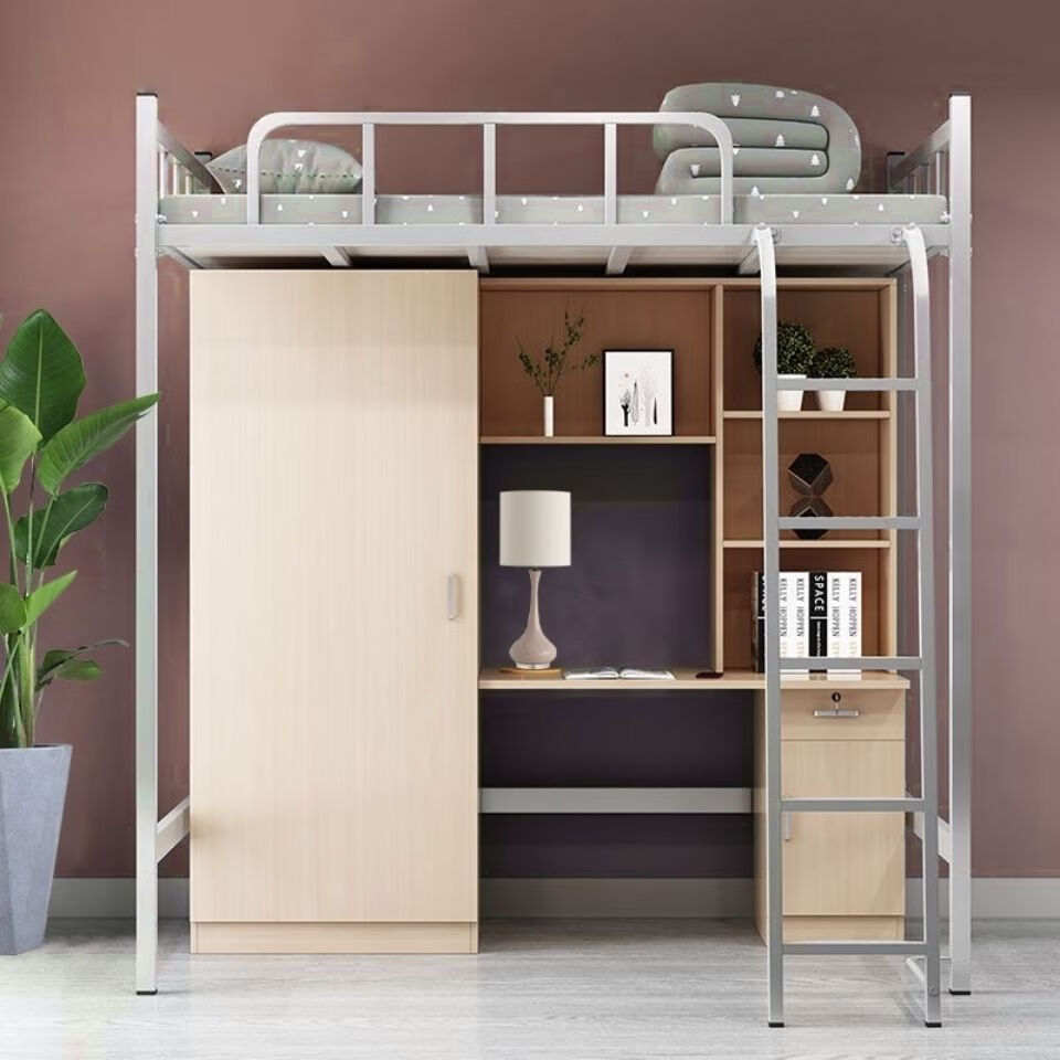 sivir上床下桌大学生公寓床高架床员工宿舍衣柜书桌一体组合床铁床