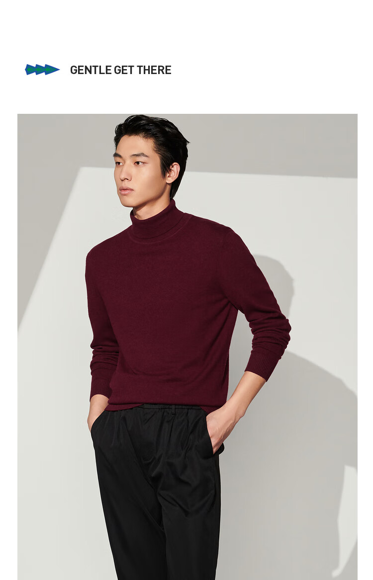 hla海澜之家长袖针织衫先锋系列高领纯羊毛针织毛衣男hnzaw3u043a