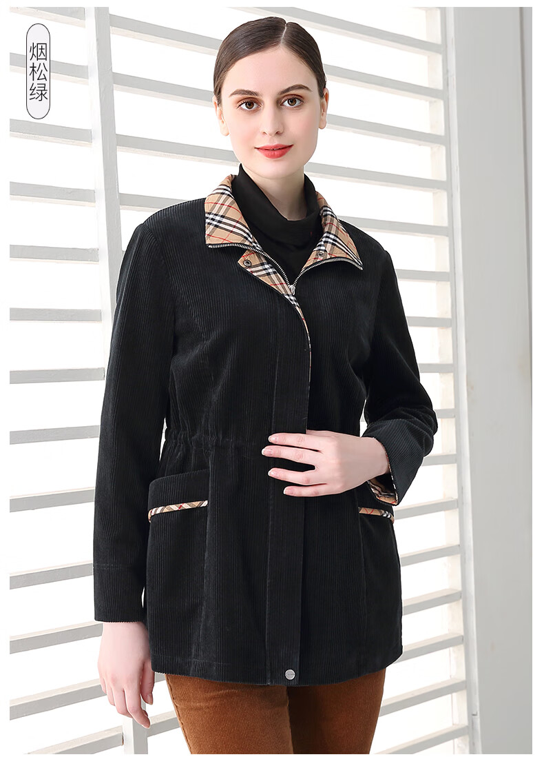 米兰登2021冬季新款中老年妈妈装加厚保暖时尚灯芯绒外套女宽松舒适