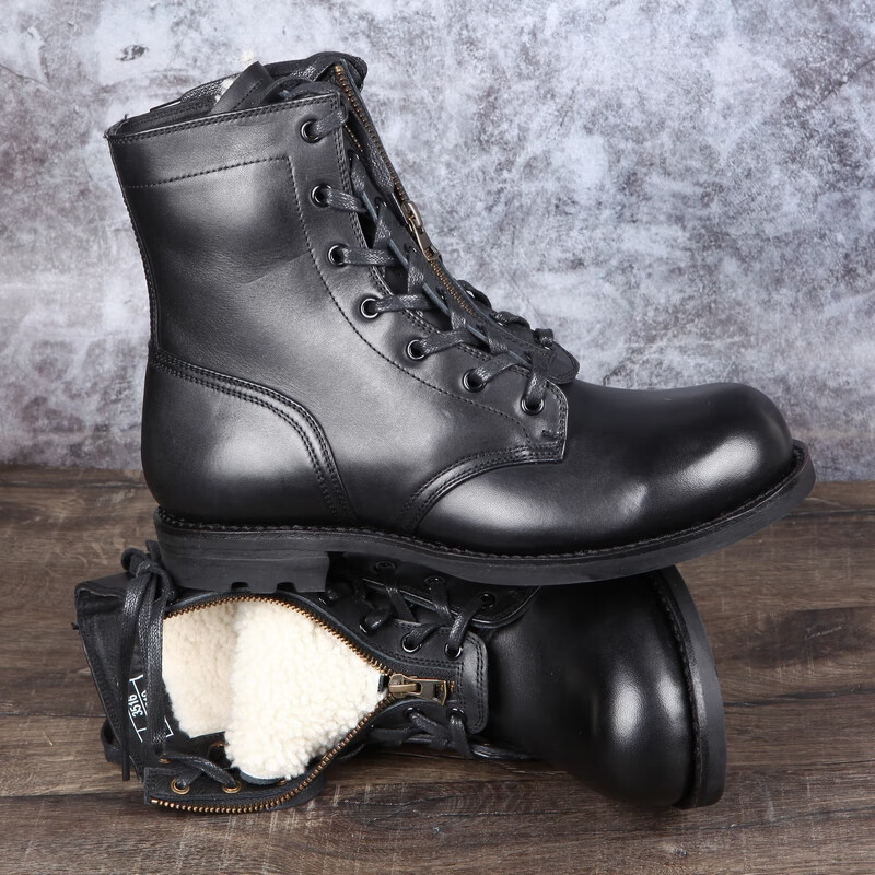 3516厂冬羊毛78式飞行靴皮拉链飞行员棉皮靴加绒保暖高帮毛皮鞋品质