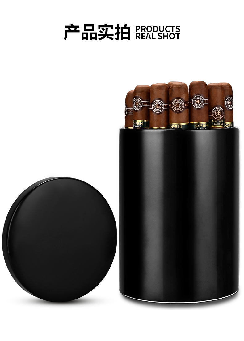 茄龙cigarloong雪茄筒古巴大容量陶瓷密封储存雪茄保湿罐clj21jz1黑色