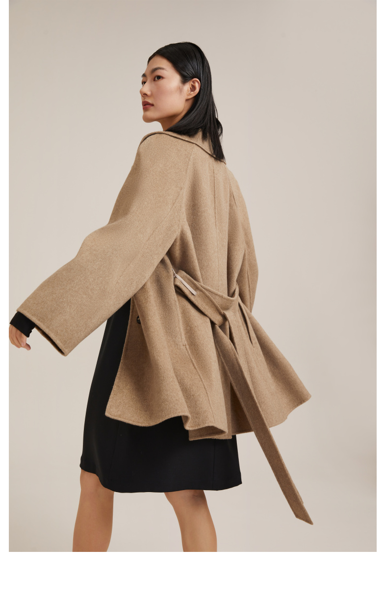 新品直降gloria歌莉娅冬季新品羊绒翻领大衣11nl6n77038h紫绒m