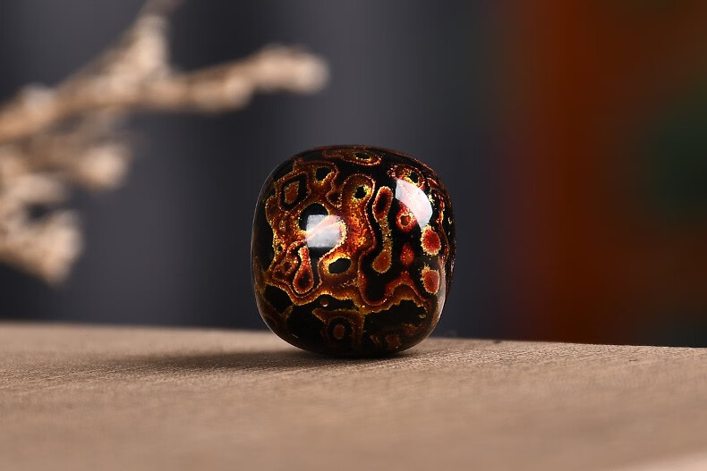 梦莹大漆珠非物质文化遗产蓝金老型桶珠手串单珠文玩配饰隔珠1314mm