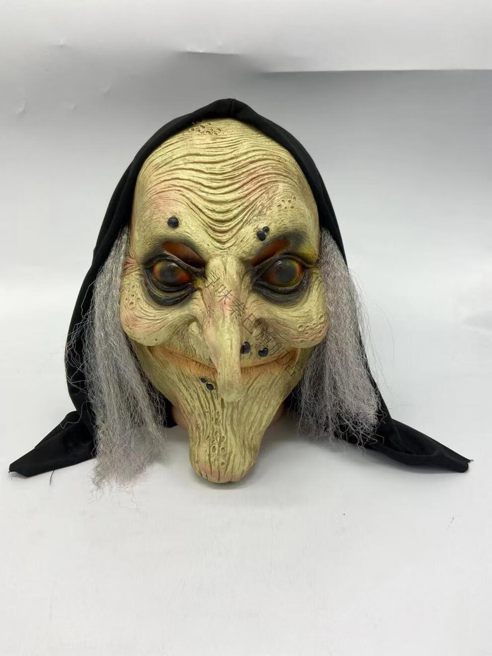 万代夜王面具老人脸头面具巫婆头套万圣节派对乳胶搞怪道具礼物 女巫