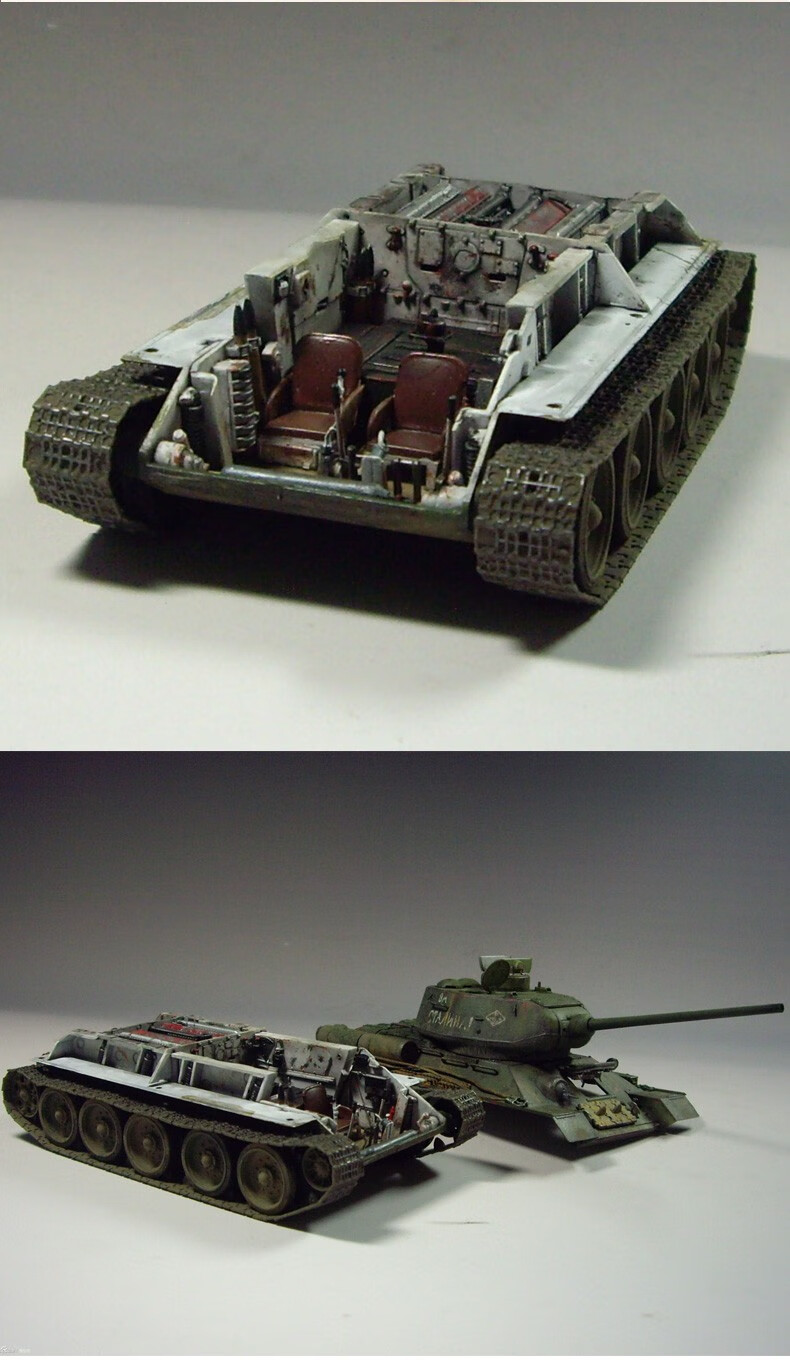内构拼装坦克模型148军事仿真苏联t34t85世界玩具礼物定制款模型胶水