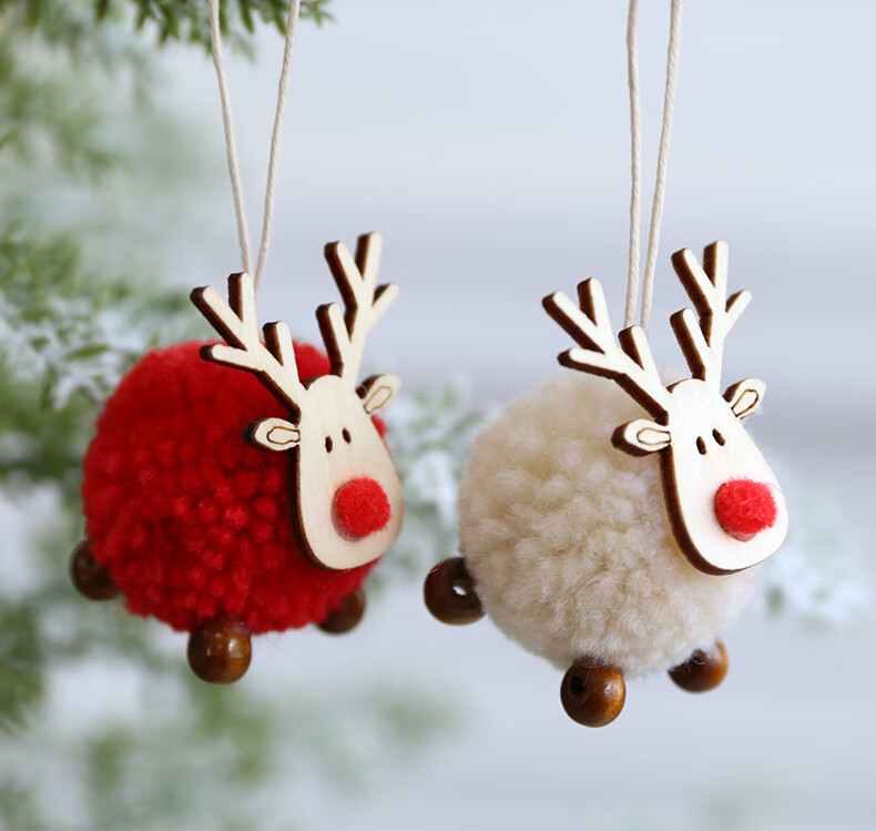 神采奕奕羊毛毡迷你圣诞小鹿公仔桌面摆件麋鹿挂件圣诞节装饰品节日