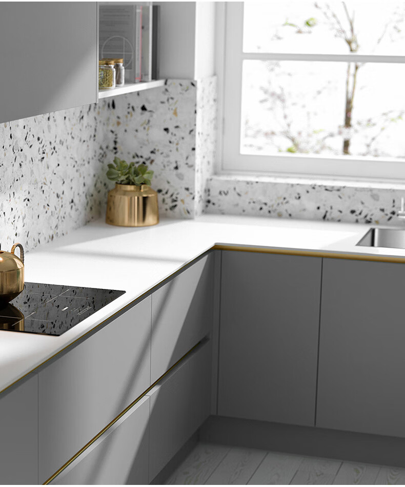 厨房橱柜免拉手铝合金型材五金吊柜底板高柜抽屉隐形u型免拉手辰鸿