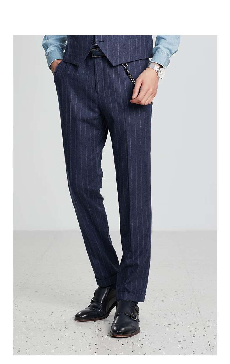 jdv男装商场同款卷边职业气质西裤2021年新品春秋季阔腿直筒长裤藏青