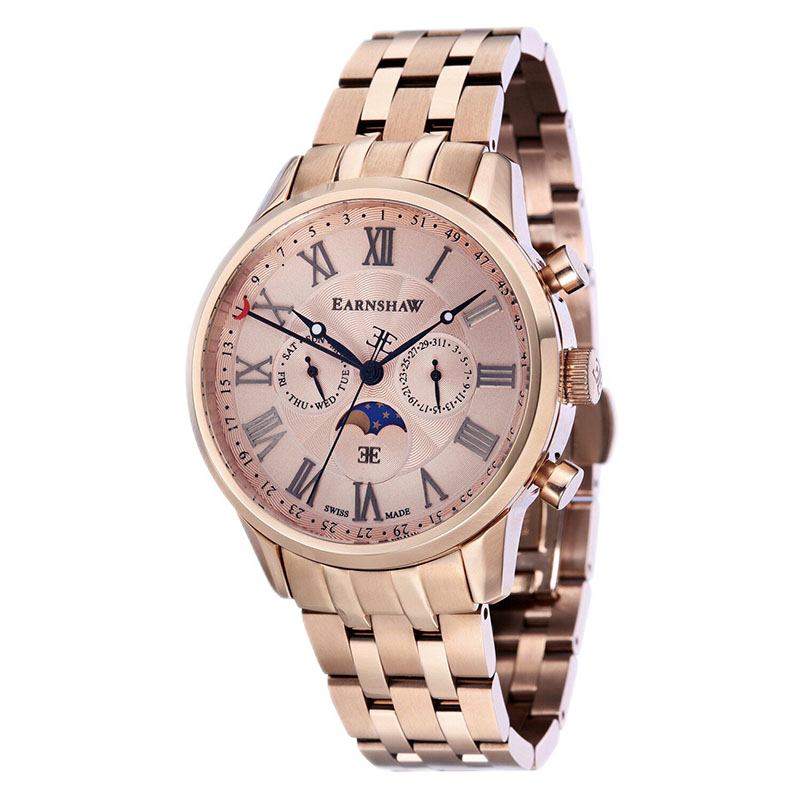 thomasearnshaw托马斯恩肖officer系列18k镀金多功能时尚石英男士手表