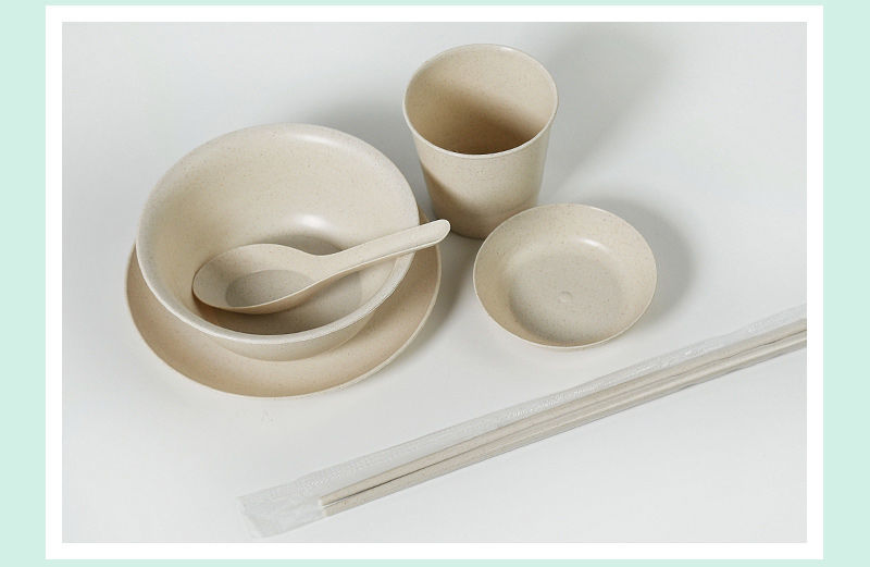 默然诺尔 轻奢稻壳可降解一次性碗筷食品级环保餐具加厚三,四件套家用