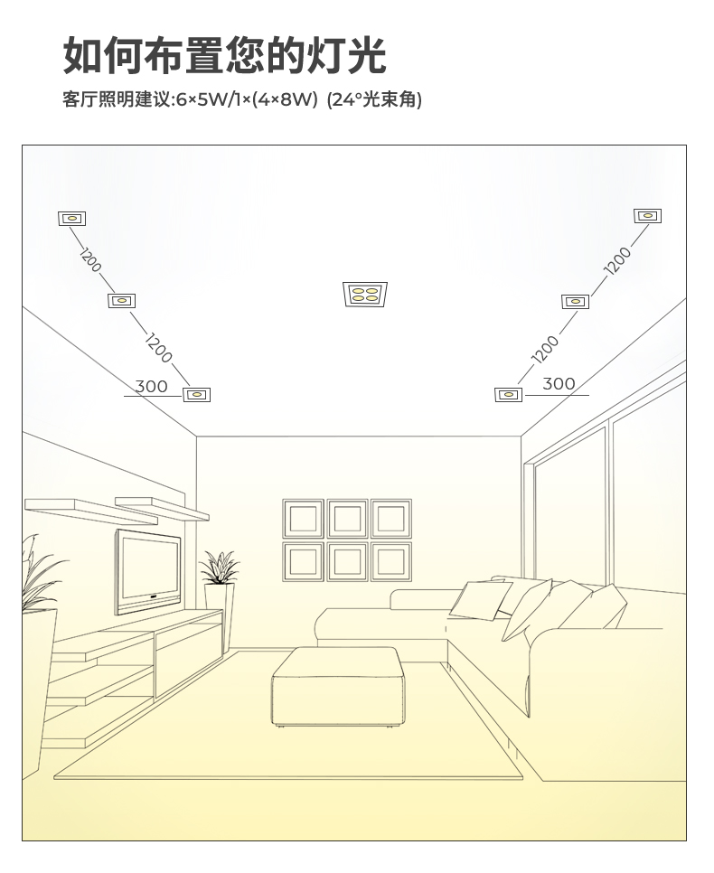 普洛缇四头斗胆灯led射灯嵌入式格栅灯暗装筒灯客厅天花灯无主灯黑白