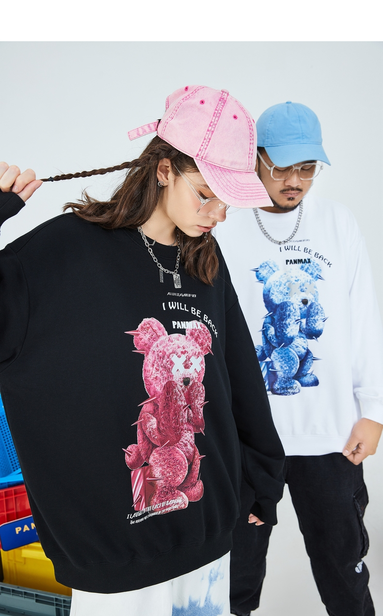 panmax情侣卫衣高街小熊宽松秋季新款多色时尚ins潮牌大码上衣男内搭