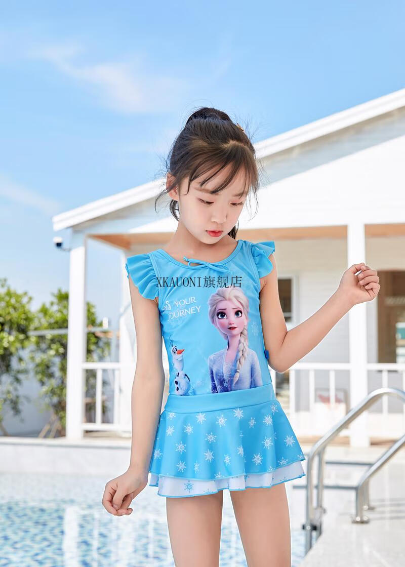 2022新款迪士尼儿童泳衣小中大童宝宝可爱公主2022年新款女童连体游泳