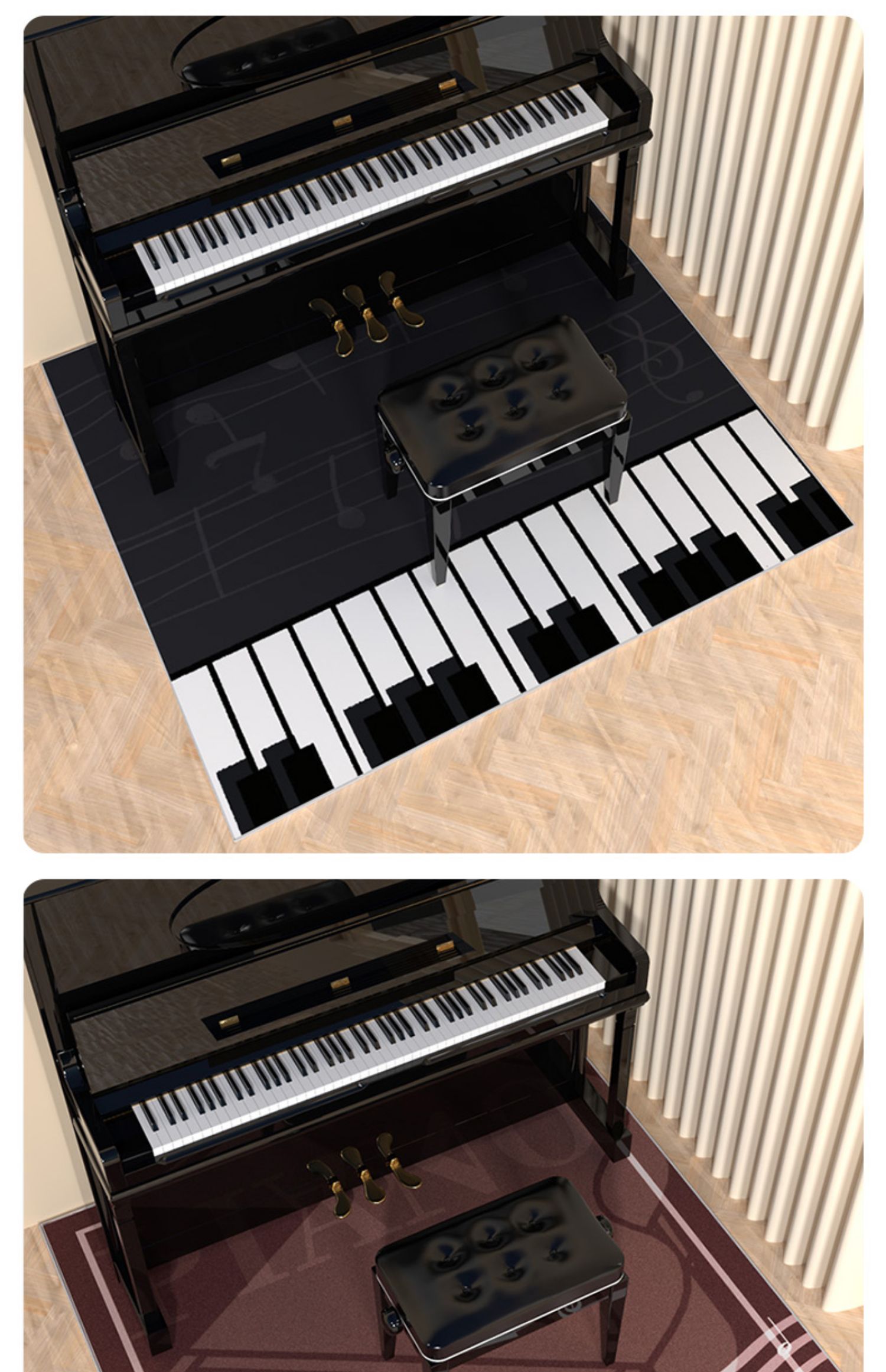 奴诗漫立式钢琴地垫录音室隔音垫降噪地垫脚垫消音减震专用保护垫可