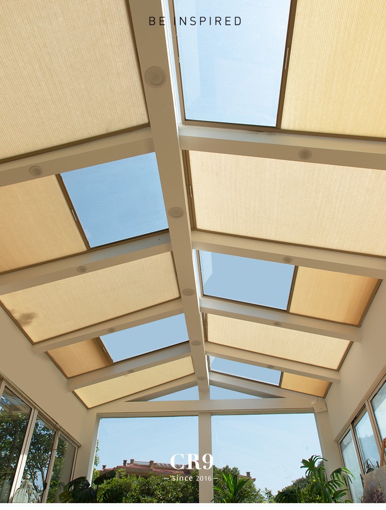 cr9蜂巢帘阳光房遮阳天棚帘天窗帘卧室阳台遮光拉帘天窗百折窗帘定制