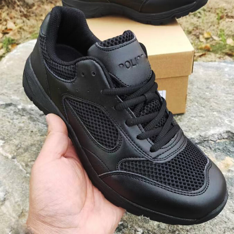 万里马训练鞋超轻执勤作训鞋布面鞋男黑色网眼跑鞋低帮胶鞋运动体能