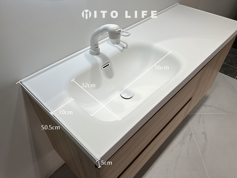 京品优选新款可丽耐一体式台盆定制台面浴室柜组合现代简约实木日式