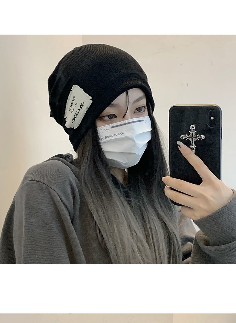 秋冬百搭针织包头帽大头围韩版情侣包头冷帽卡其色均码弹力佳5460cm