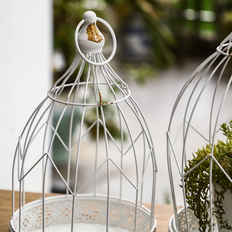 雕塑摆件法式乡村风格花园花店庭院装饰铁艺鸟笼雕塑摆件挂件园艺杂货