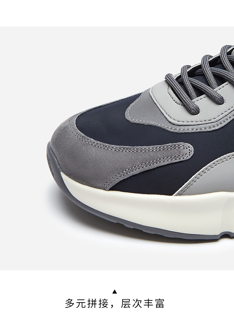 热风男鞋2022年春季新款商场同款厚底潮流休闲鞋78灰蓝42偏大半码