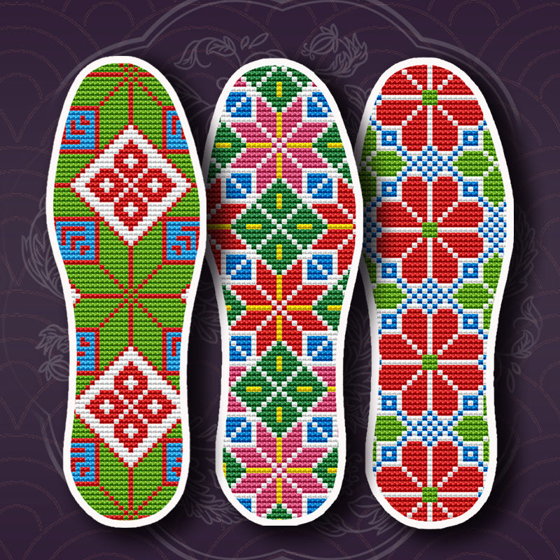 十字绣鞋垫2021年新款十字绣鞋垫带针线半成品自己绣加厚吸汗批发3双
