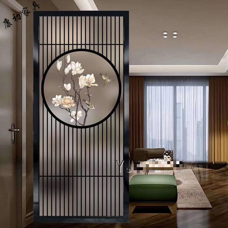 康初3d艺术玻璃屏风隔断新中式风格玄关过道双面磨砂透光钢化定制花格