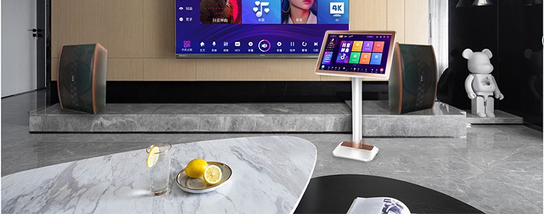 奇声190d家庭ktv雷石点歌机家用195吋触摸屏台式一体机点唱机设备