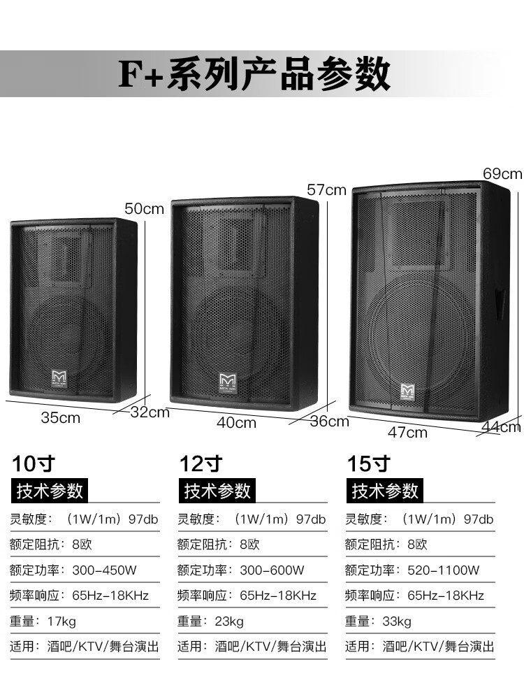 马田/玛田音箱f10寸12寸15寸全频音响舞台演出ktv酒吧慢摇 k15套装