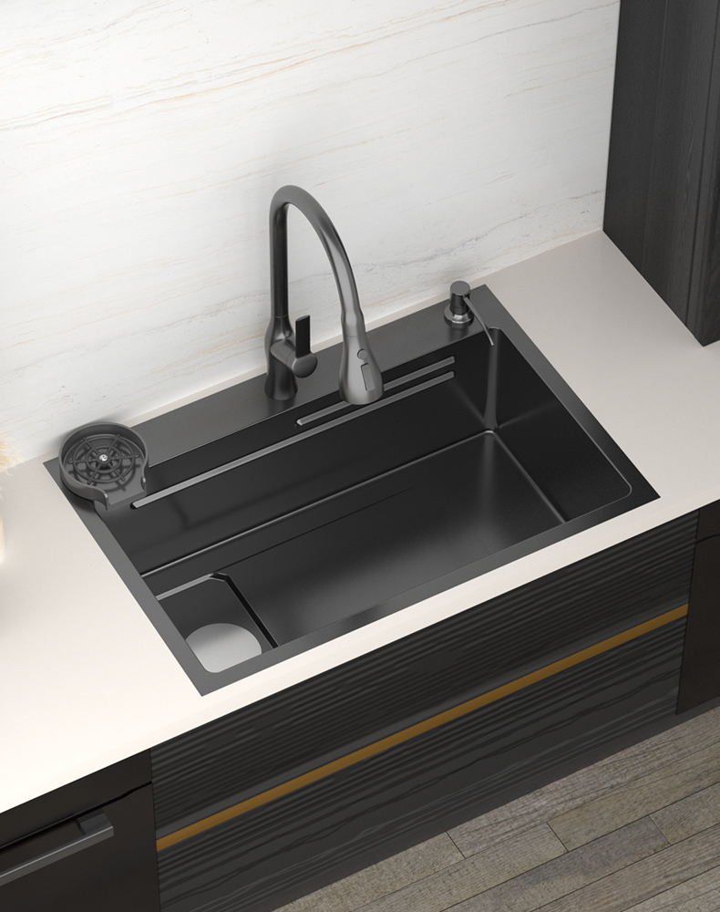 选品质纳水槽304不锈钢大单槽厨房洗菜盆日式洗碗池台下盆左侧排水槽