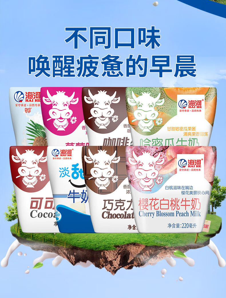 天津海河牛奶 一整箱可可巧克力奶整箱价高钙网红早餐 可可味牛奶