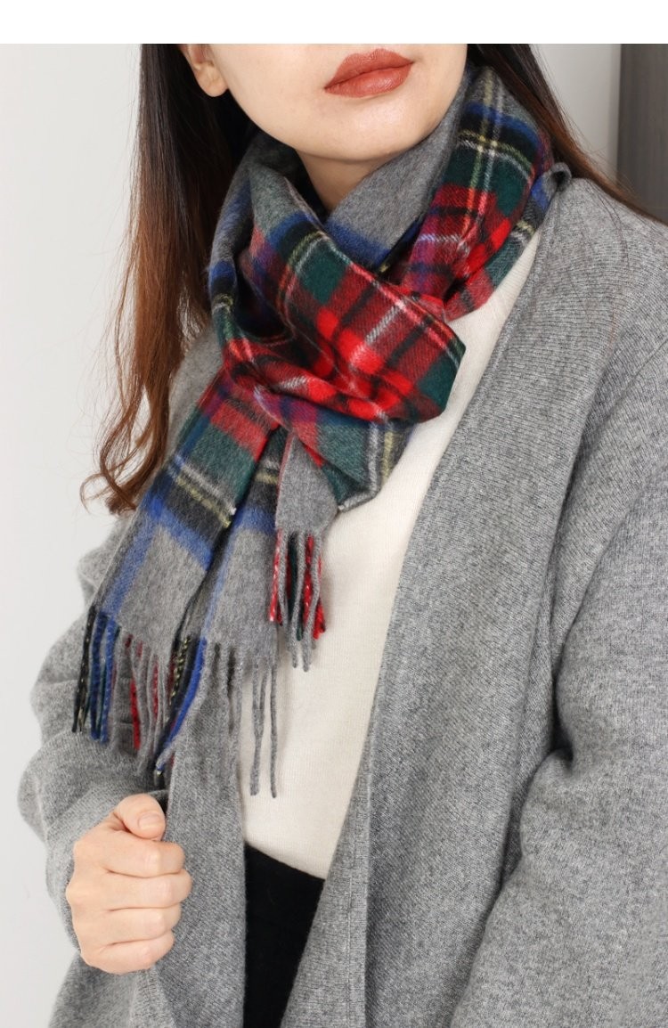 法国轻奢经典款秋冬格子柔软的羊绒围巾男女通用情侣款围脖礼盒装防晒