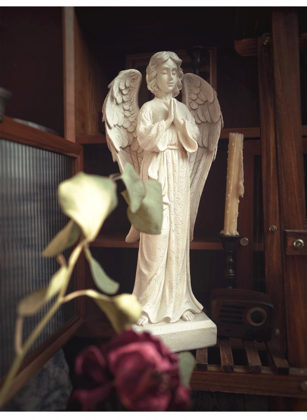 西餐厅摆件爱丽丝天使复古迎宾大型落地摆件托盘家居装饰品软装礼品