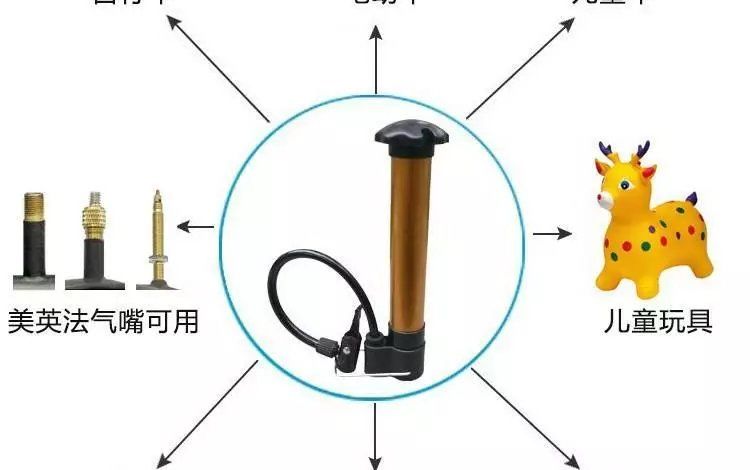 儿童自行车打气筒通用小型平衡车压嘴小孩单车气同家用便携老式 儿童