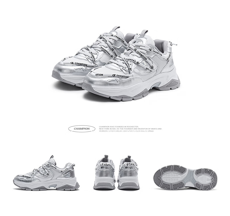 Champion American Dad Shoes for Women And Men, Casual Fashion Korean-Style Thick-Soled Height-Increasing Dad Shoes 24FWC12 Deep Silver 19