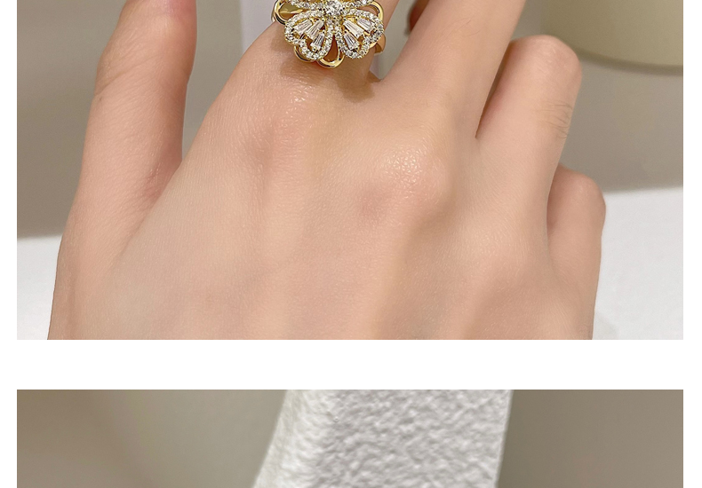 cele kimo日系轻奢旋转四叶草戒指女ins潮韩国开口戒气质食指戒小众