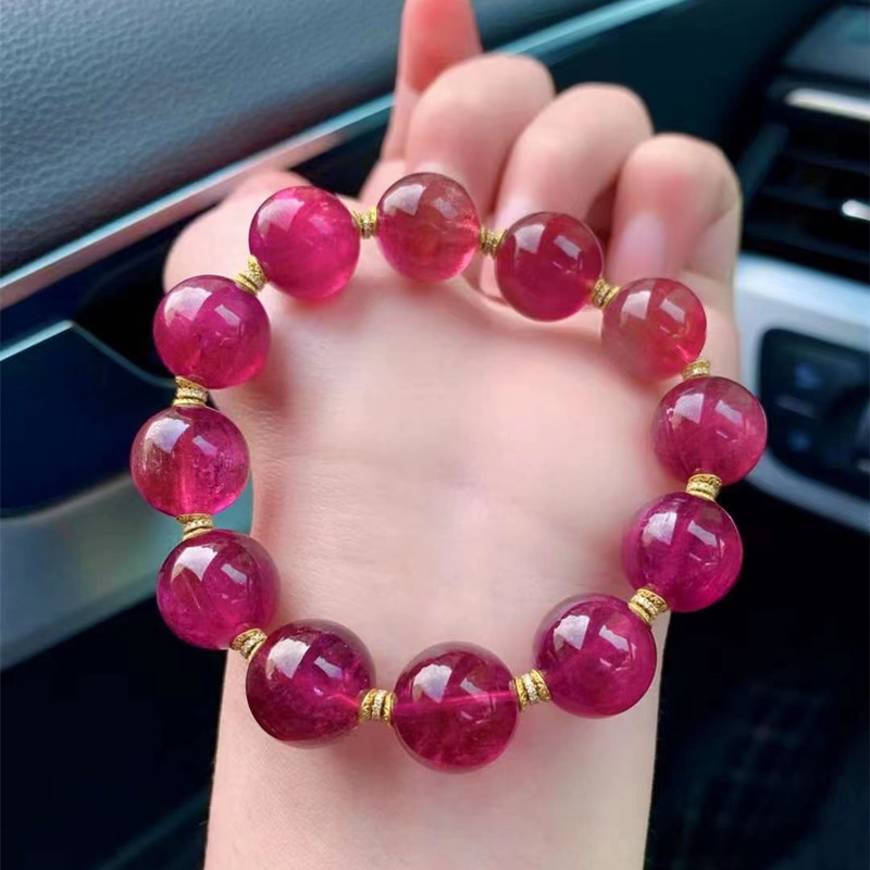 寻然珠宝彩色宝石卢比来红碧玺手链手串慈禧年间备受青睐荣得风水大师