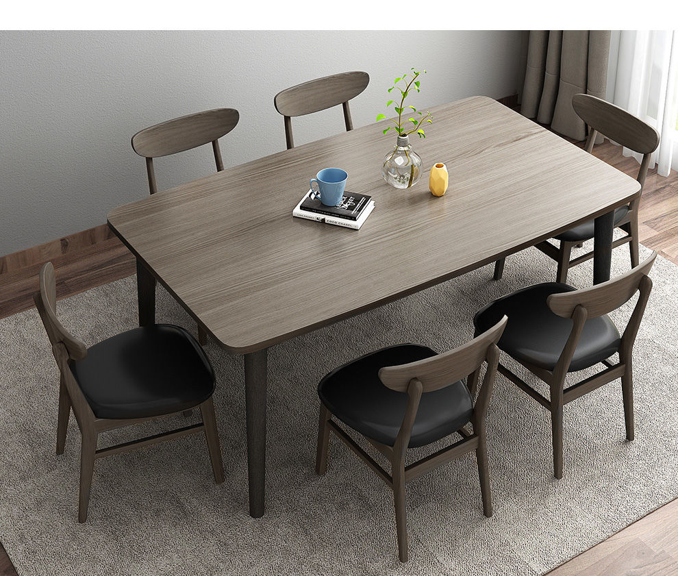 毕驰北欧餐桌椅组合小户型家用长方形餐台现代简约餐厅实木饭桌 一桌