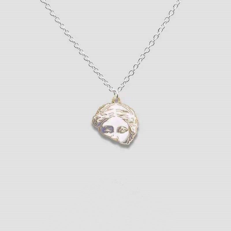 创意半人头像项链新款个性设计感合金膏像吊坠简约链子配饰 不完整